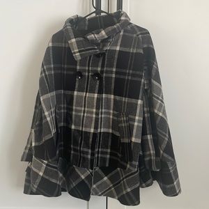 Cute black and white checkered Zara poncho cape. Size Large